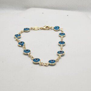 Brand New Brazilian 18k Gold Filled Blue Evil Eye Bracelet